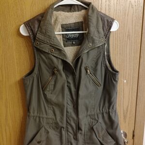 Royalty For Me Olive Green Faux-Sherpa Lined Utility Vest